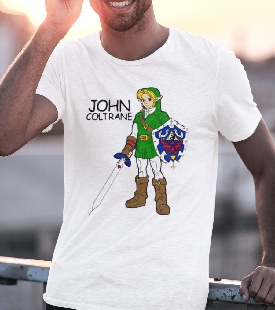 JOHN COLTRANE Lxix Apparel Zelda Inspired Character With Sword And Shield T-Shirt