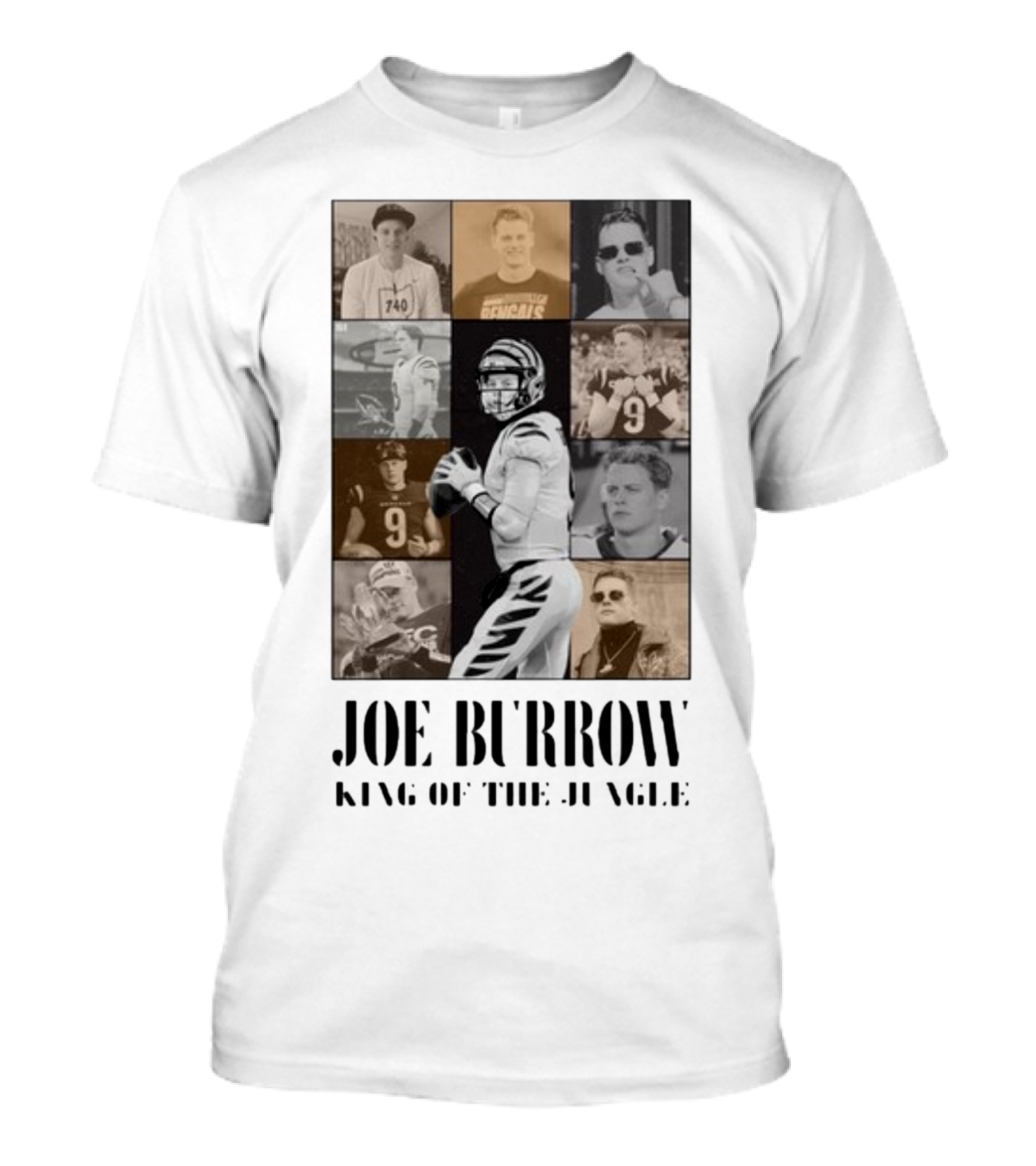 Joe Burrow King Of The Jungle Bengals Tribute Montage T-Shirt