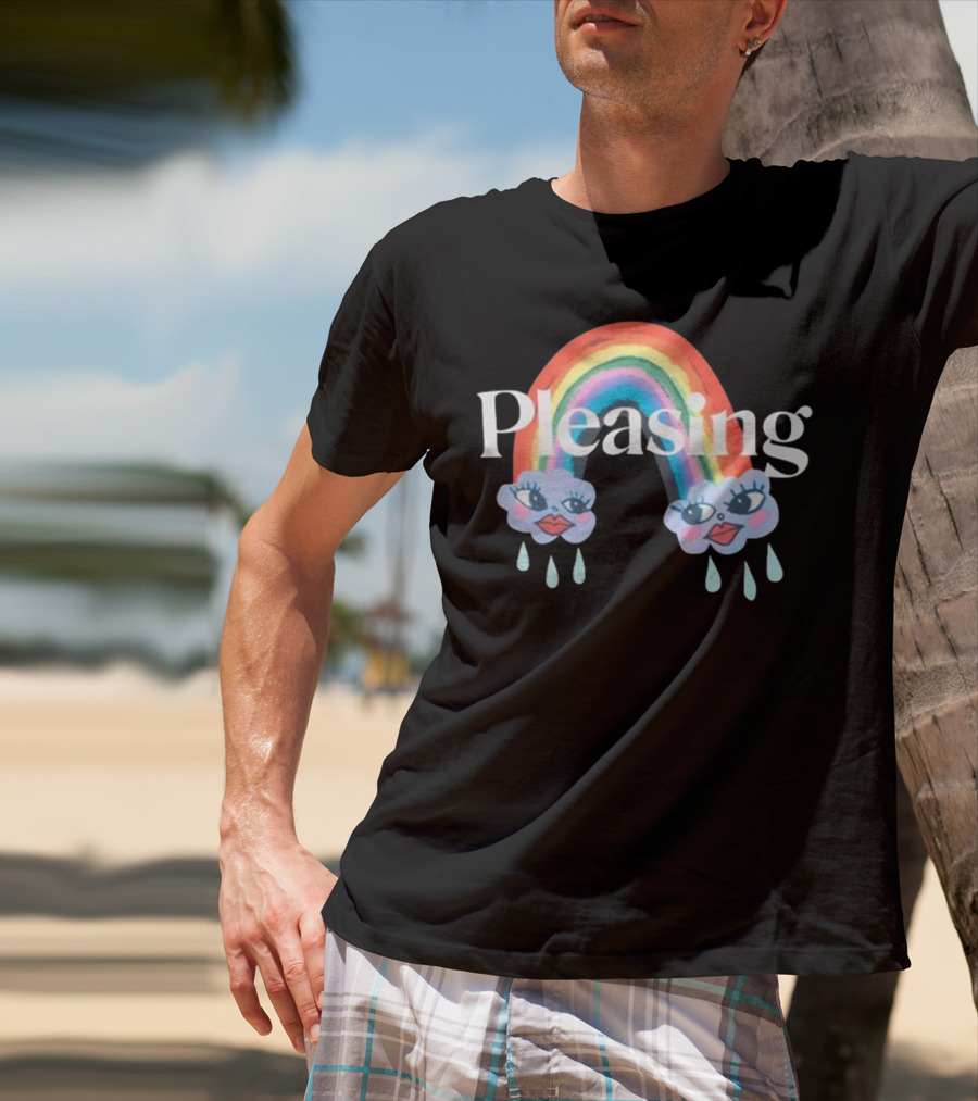 Pleasing Rainbow Clouds With Teardrops And Smiling Faces T-Shirt