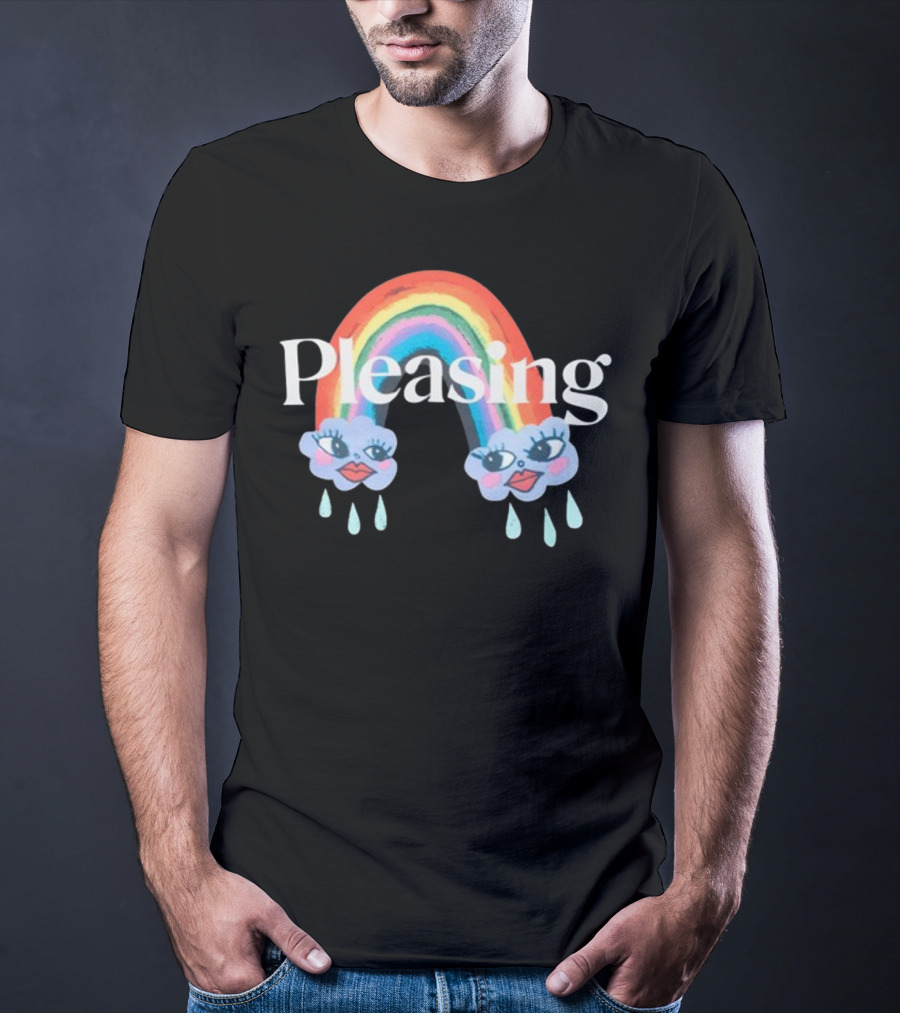 Pleasing Rainbow Clouds With Teardrops And Smiling Faces T-Shirt