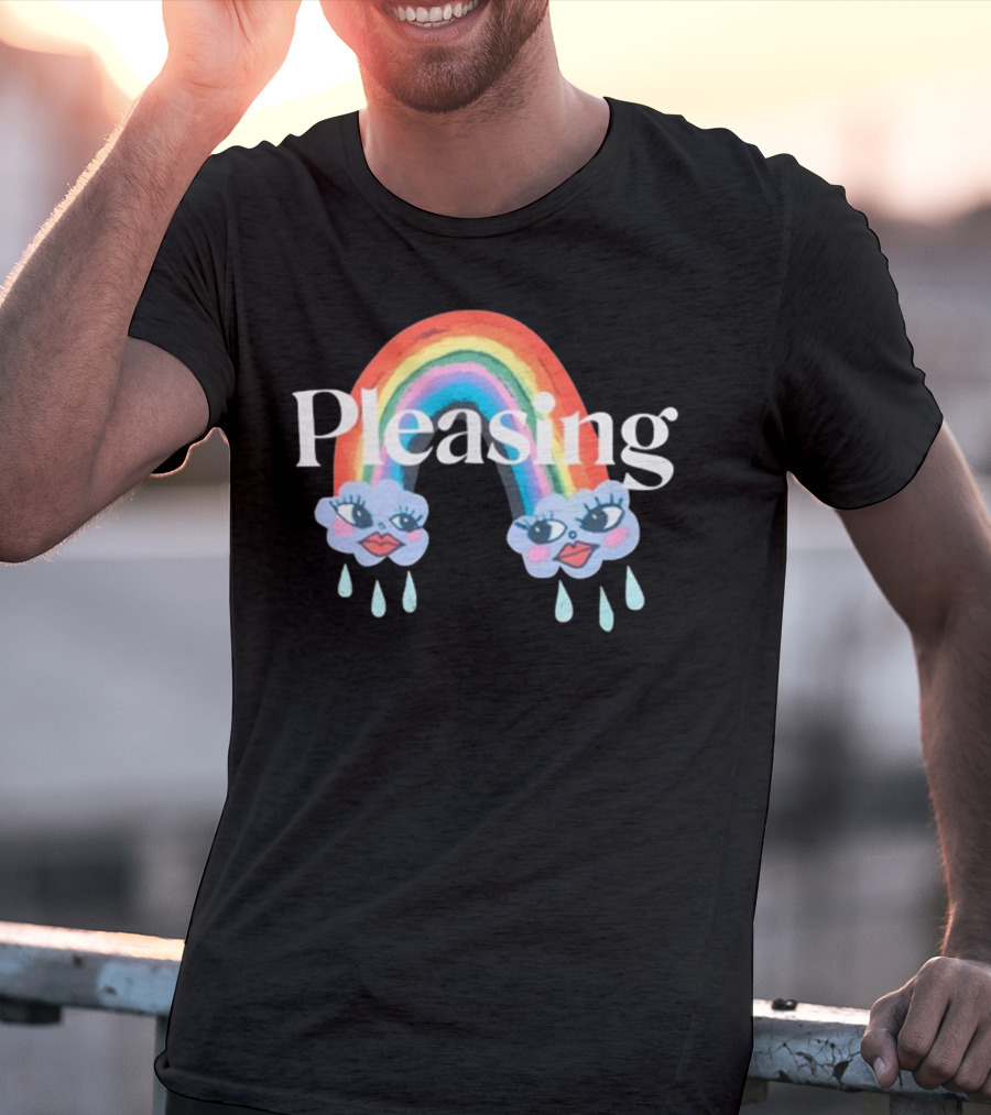 Pleasing Rainbow Clouds With Teardrops And Smiling Faces T-Shirt