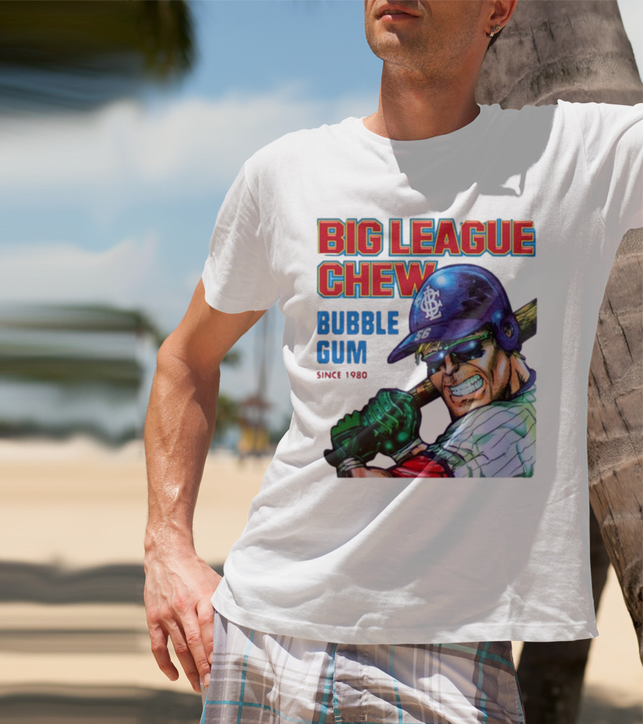 Big League Chew Bubble Gum Since 1980 Baseball Player T-Shirt
