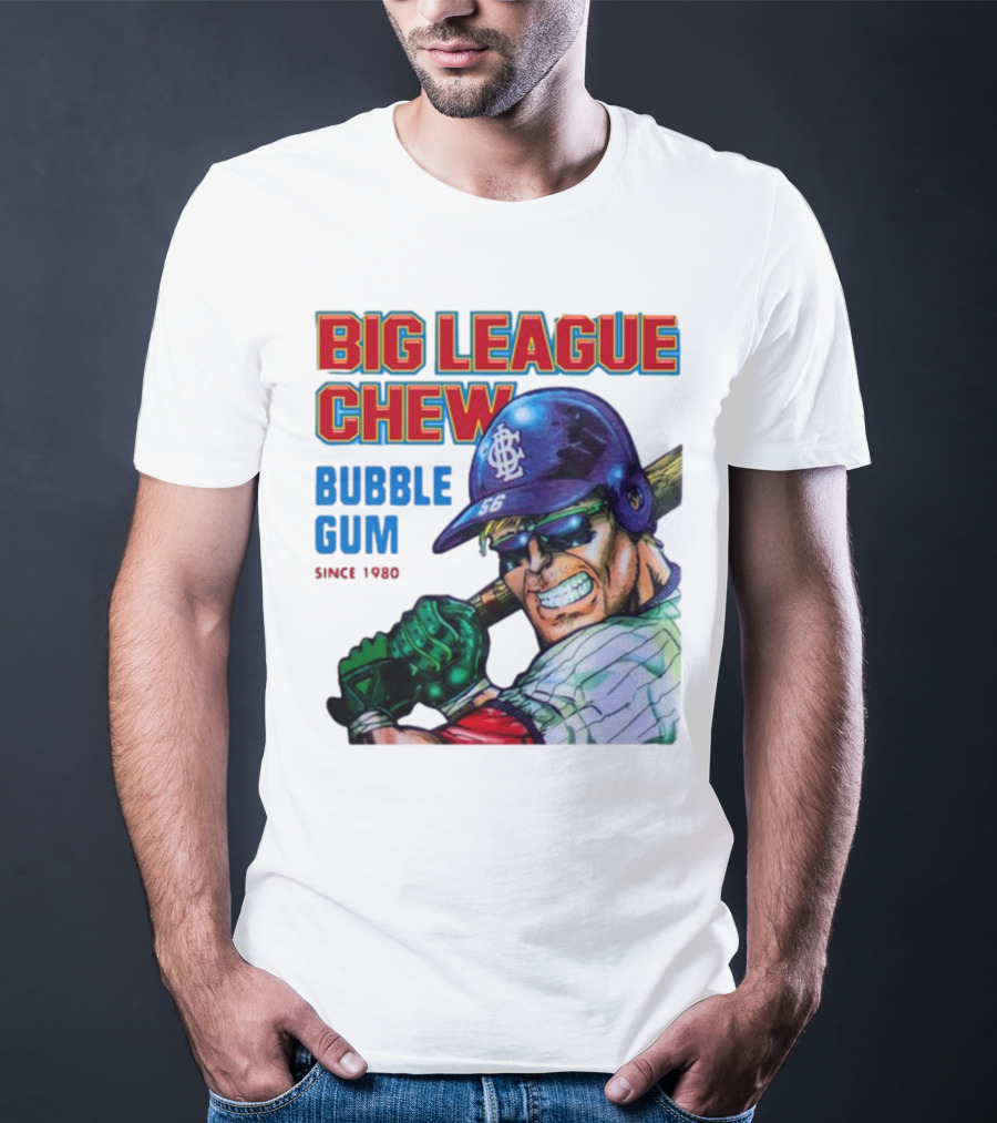 Big League Chew Bubble Gum Since 1980 Baseball Player T-Shirt