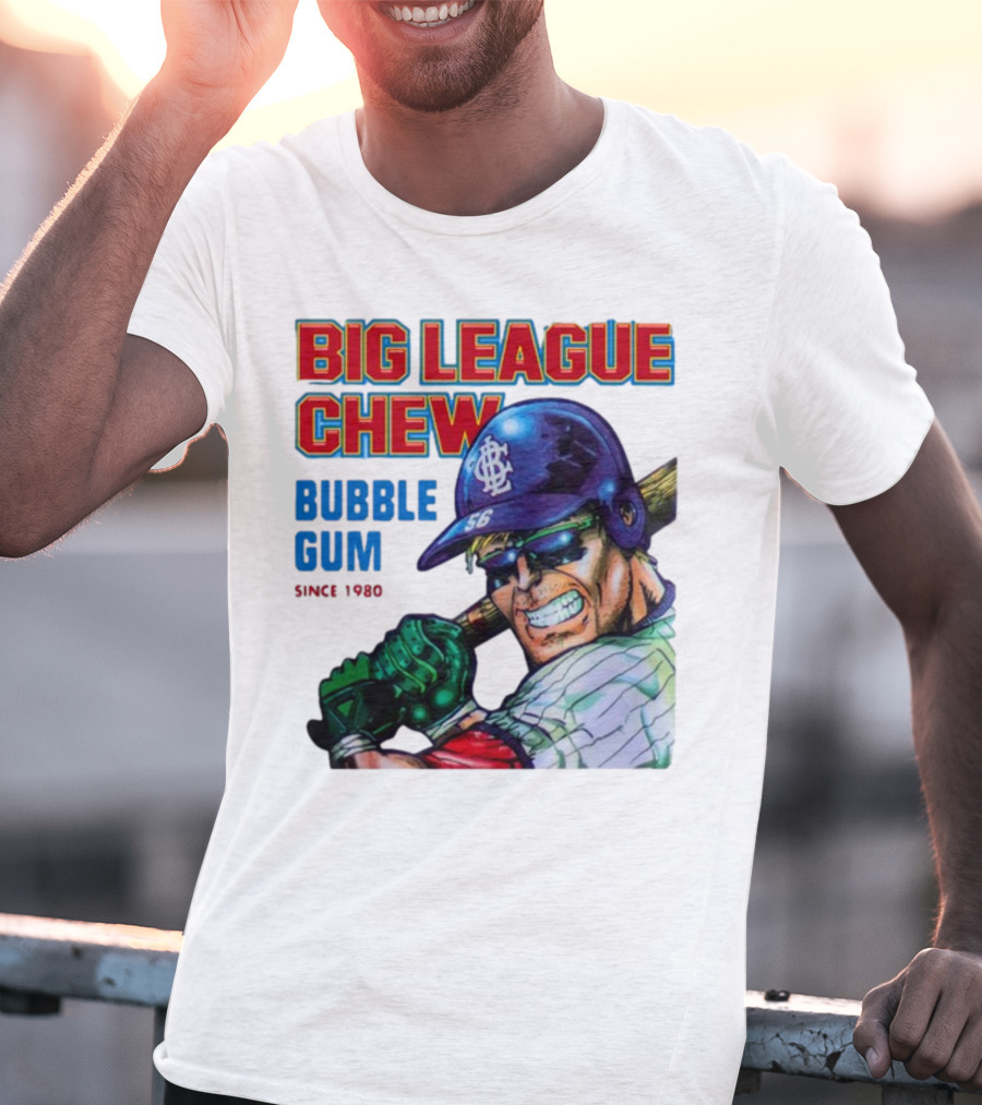 Big League Chew Bubble Gum Since 1980 Baseball Player T-Shirt