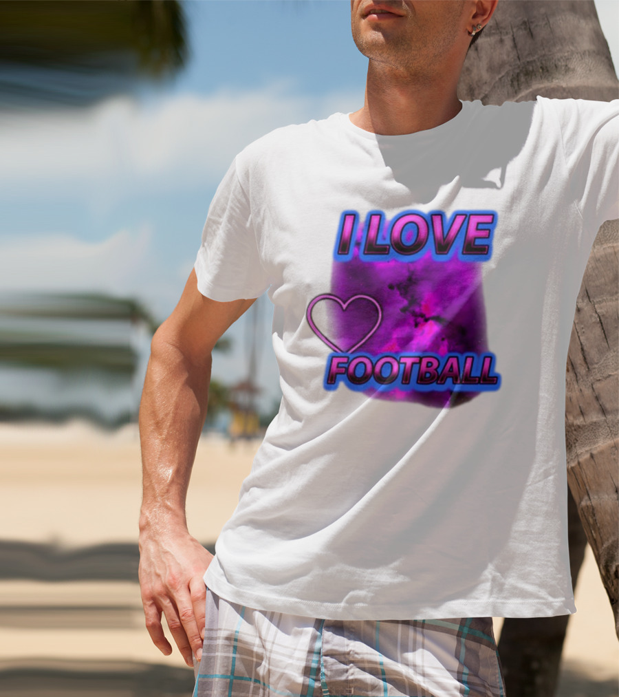 I Love Football Heart Purple Galaxy T-Shirt