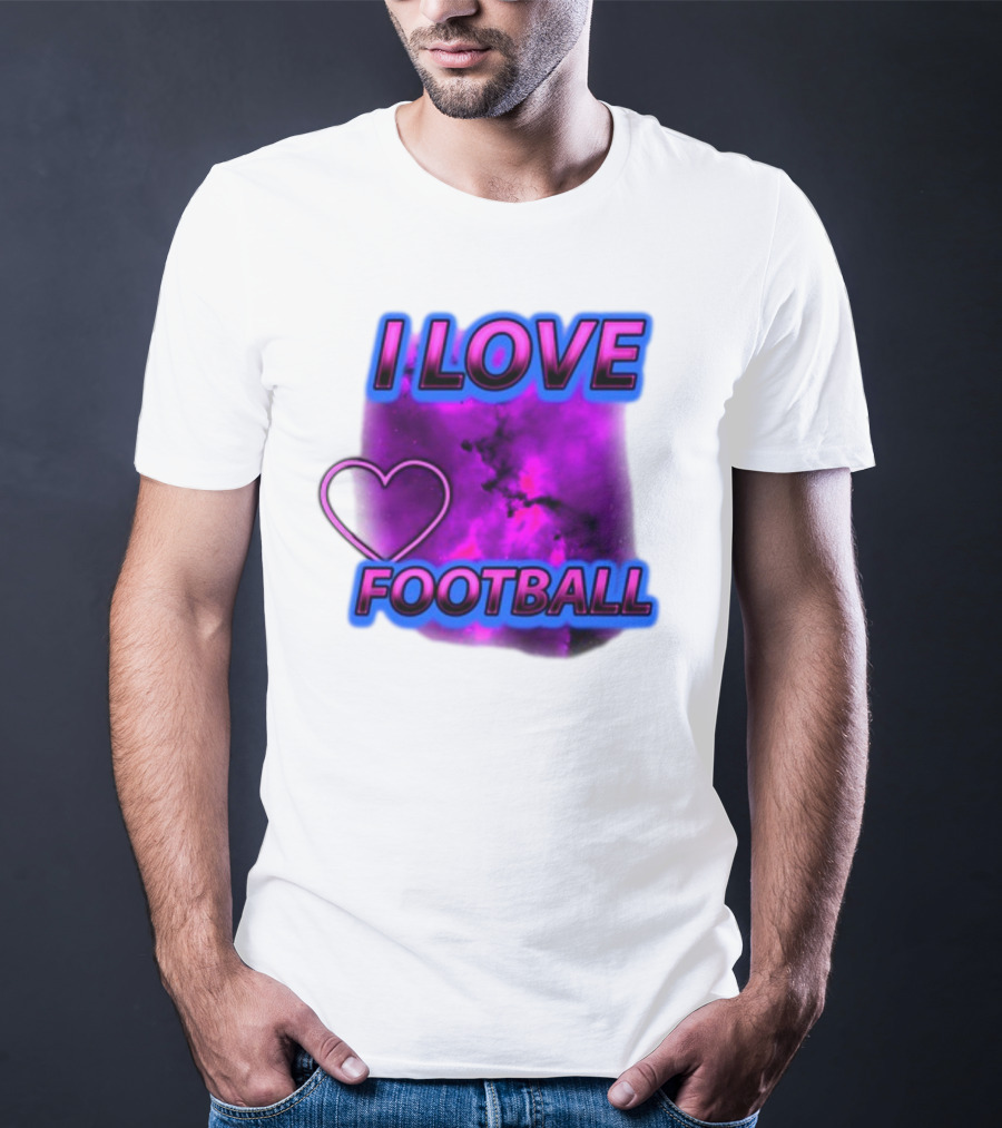 I Love Football Heart Purple Galaxy T-Shirt