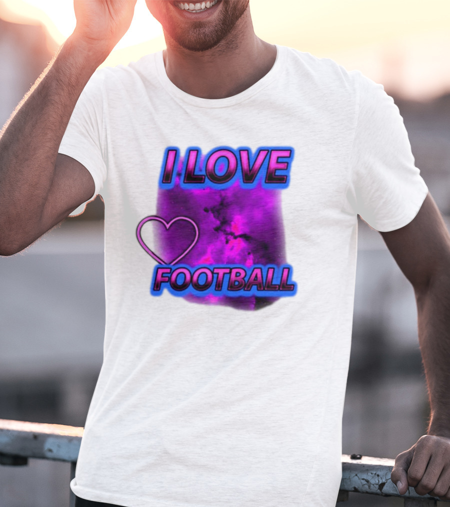 I Love Football Heart Purple Galaxy T-Shirt