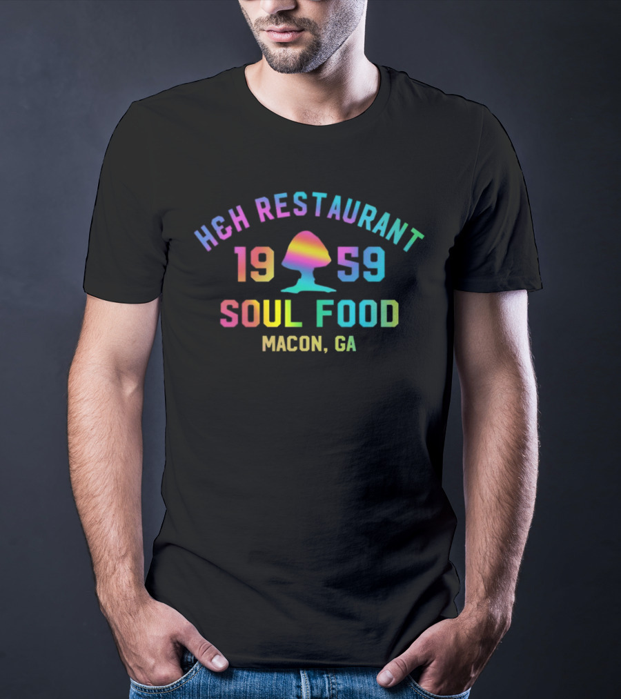 H&H Restaurant 1959 Soul Food Macon GA Vintage Rainbow T-Shirt