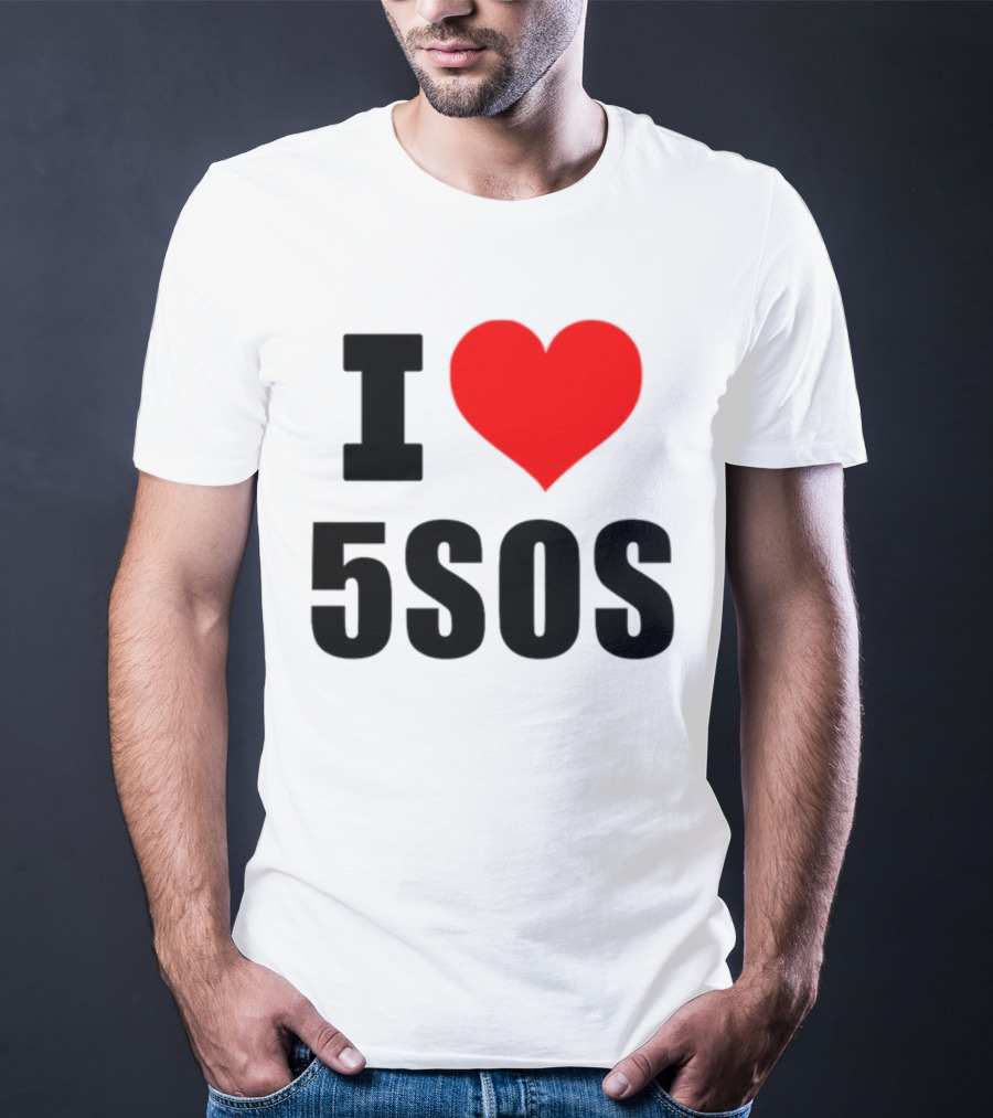 Ashton Irwin Wearing I Love 5SOS Fan Merchandise T-Shirt