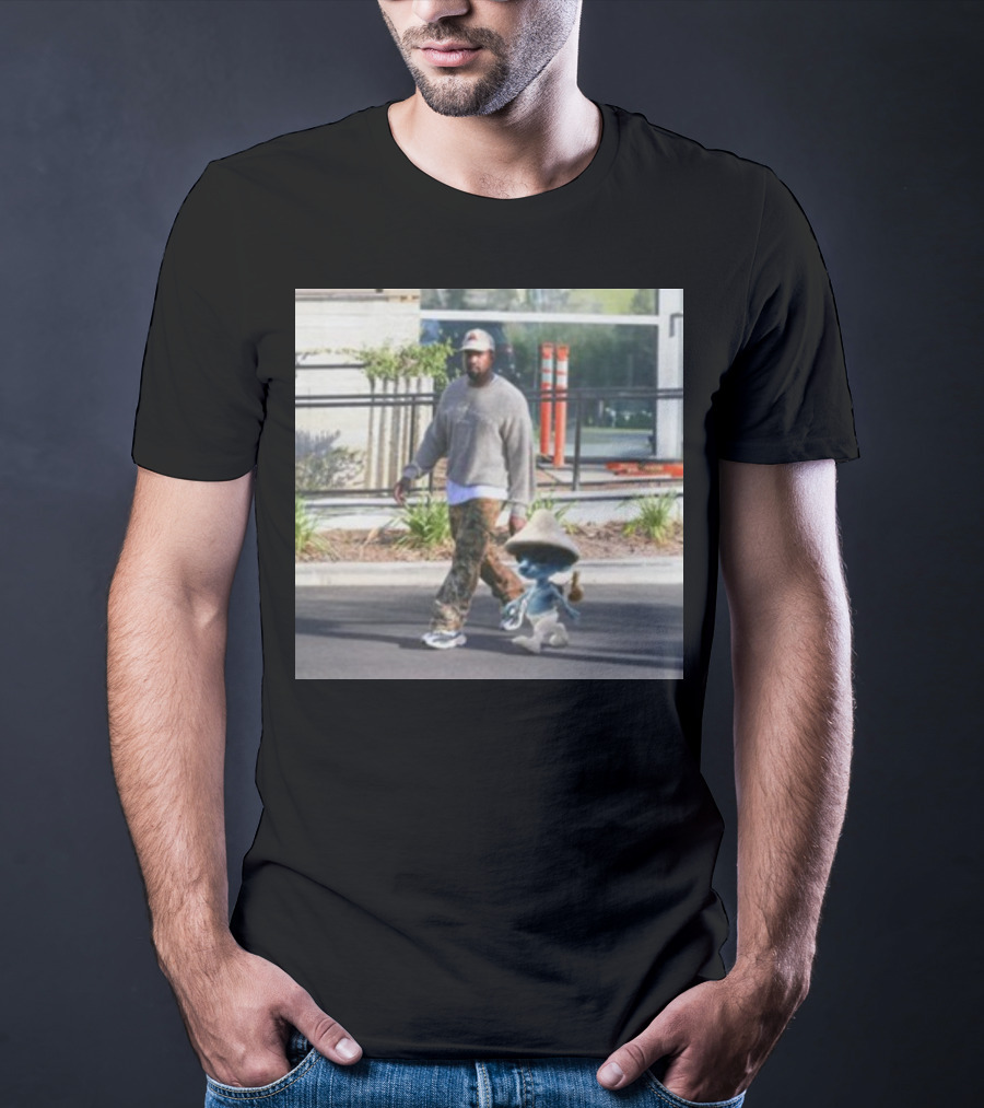 Kanye West Walking With Smurfcat Collaboration Content T-Shirt