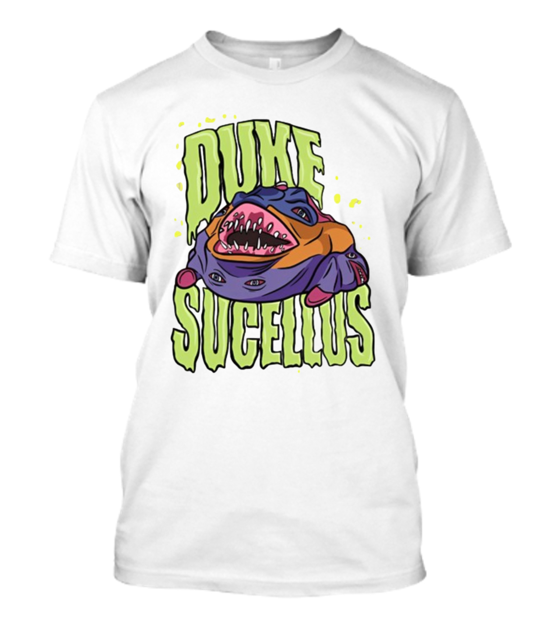 Duke Sucellus Multicolored Creature With Sharp Teeth T-Shirt