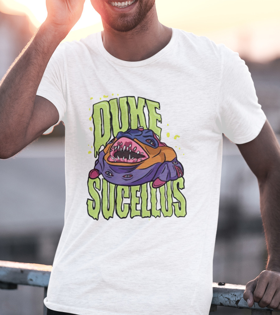 Duke Sucellus Multicolored Creature With Sharp Teeth T-Shirt