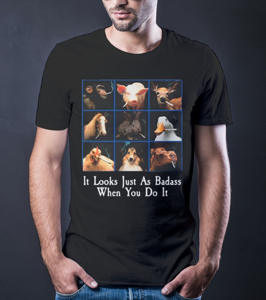 It Looks Just As Badass When You Do It Smoking Animals Grid T-Shirt
