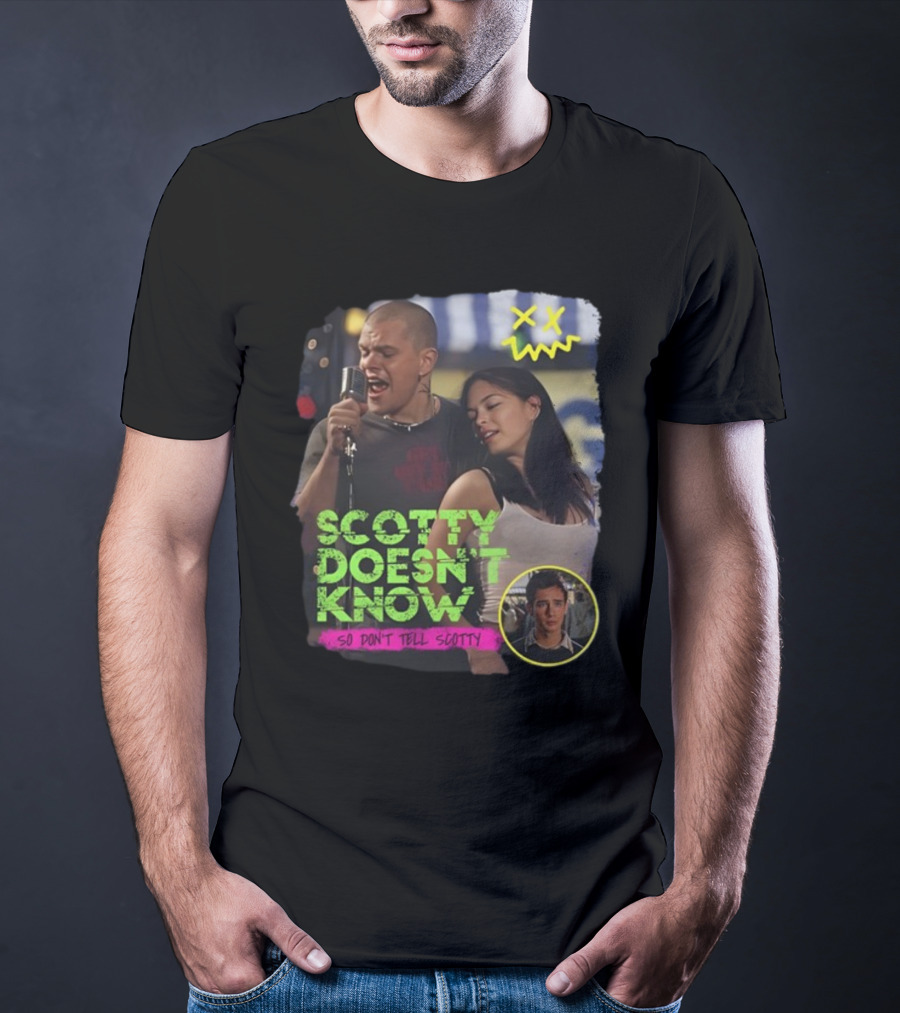 Jonas Never Scotty Doesn't Know So Don't Tell Scotty Karaoke Scene T-Shirt