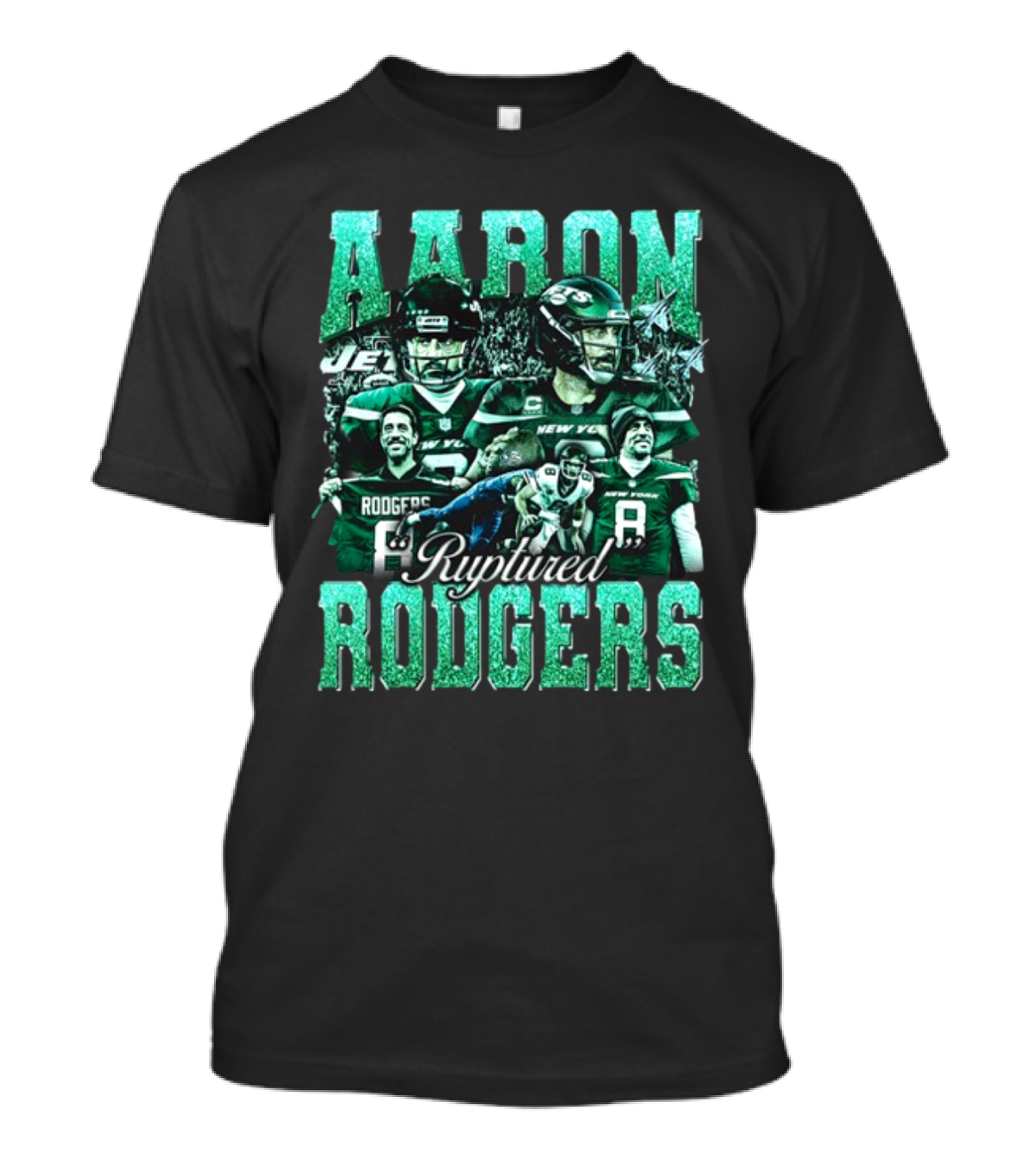 Aaron Rodgers Ruptured Rodgers New York Jets Quarterback Collage T-Shirt