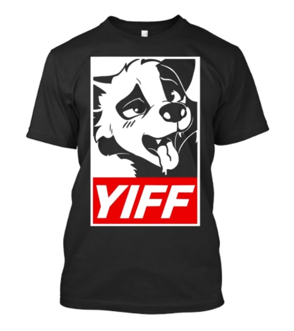 Yiff Dog Logo Red And White T-Shirt