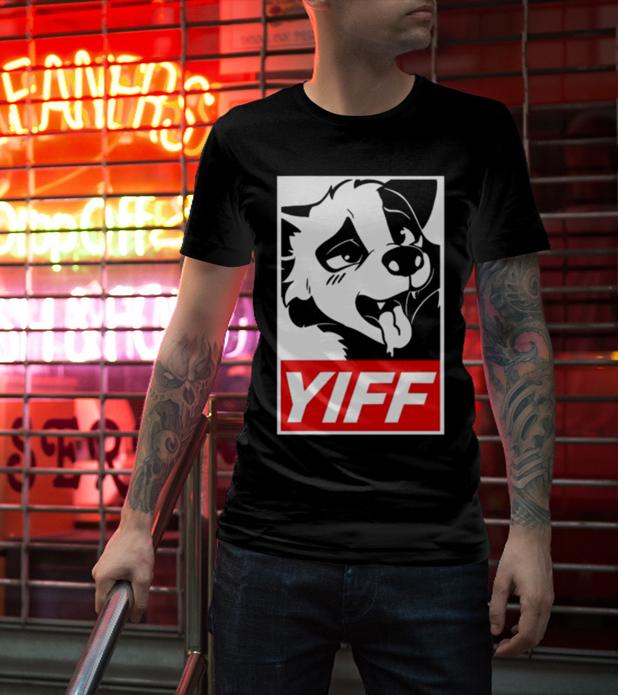 Yiff Dog Logo Red And White T-Shirt