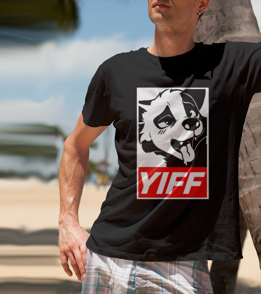 Yiff Dog Logo Red And White T-Shirt