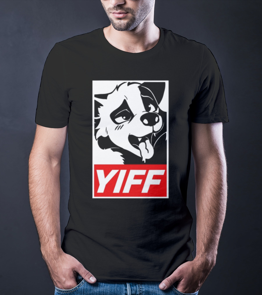 Yiff Dog Logo Red And White T-Shirt