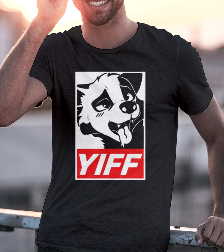 Yiff Dog Logo Red And White T-Shirt