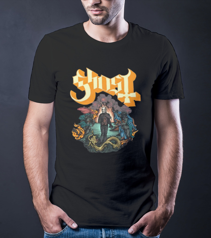 Ghost Band Surreal Ocean Scene With Figures And Sea Creature T-Shirt