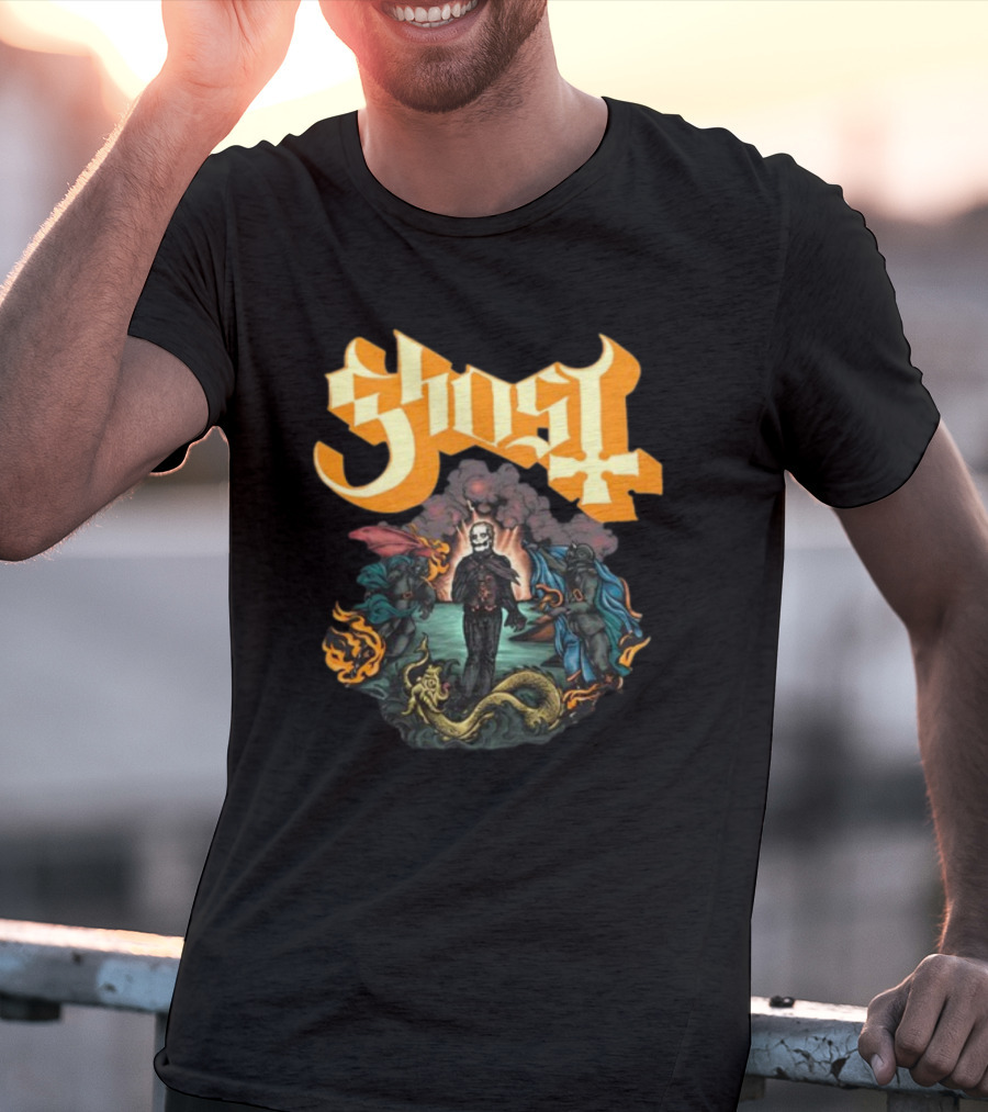 Ghost Band Surreal Ocean Scene With Figures And Sea Creature T-Shirt