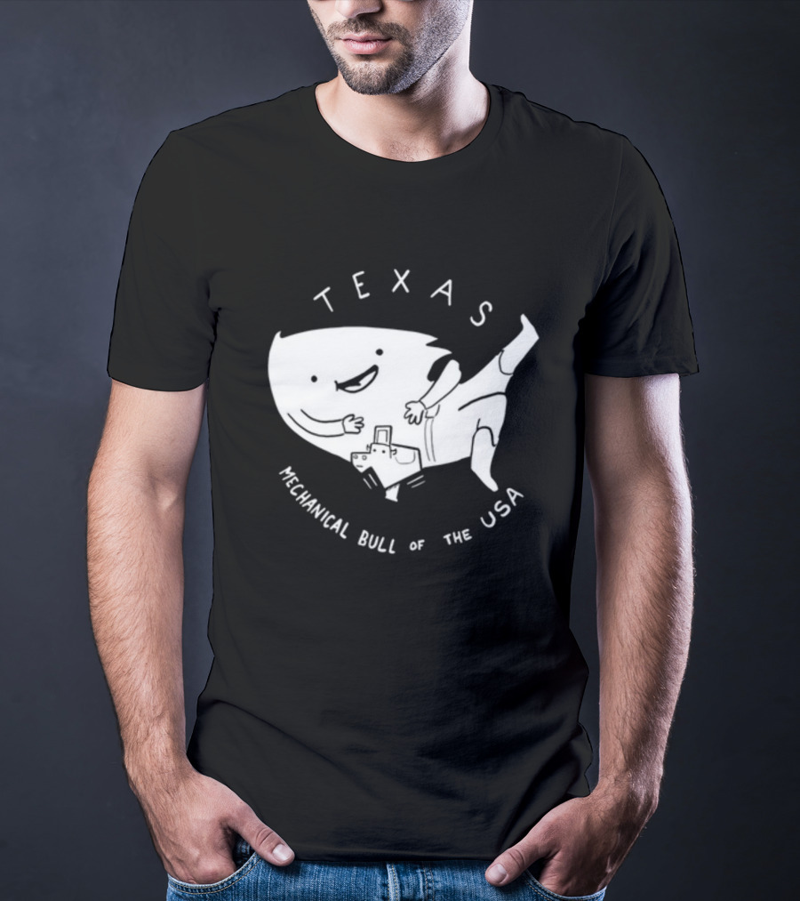 Texas Mechanical Bull Of The USA Fun Cartoon T-Shirt
