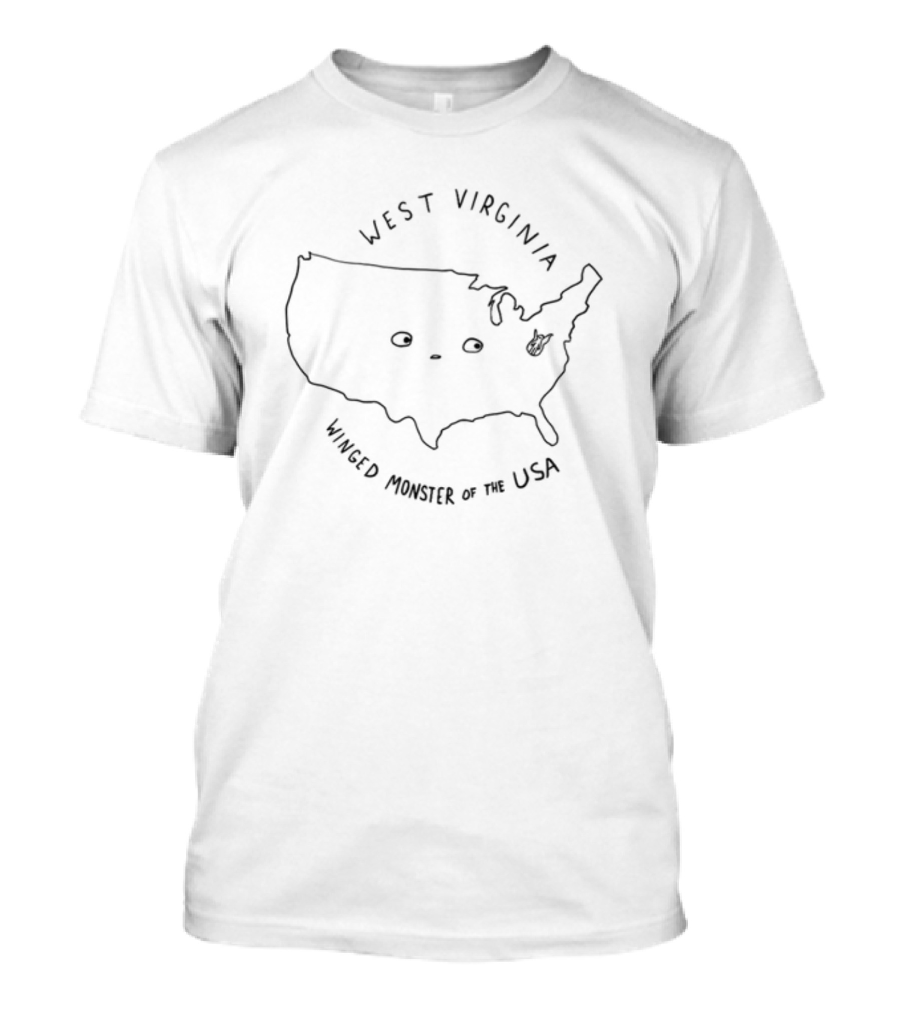 West Virginia Winged Monster Map Illustration USA T-Shirt