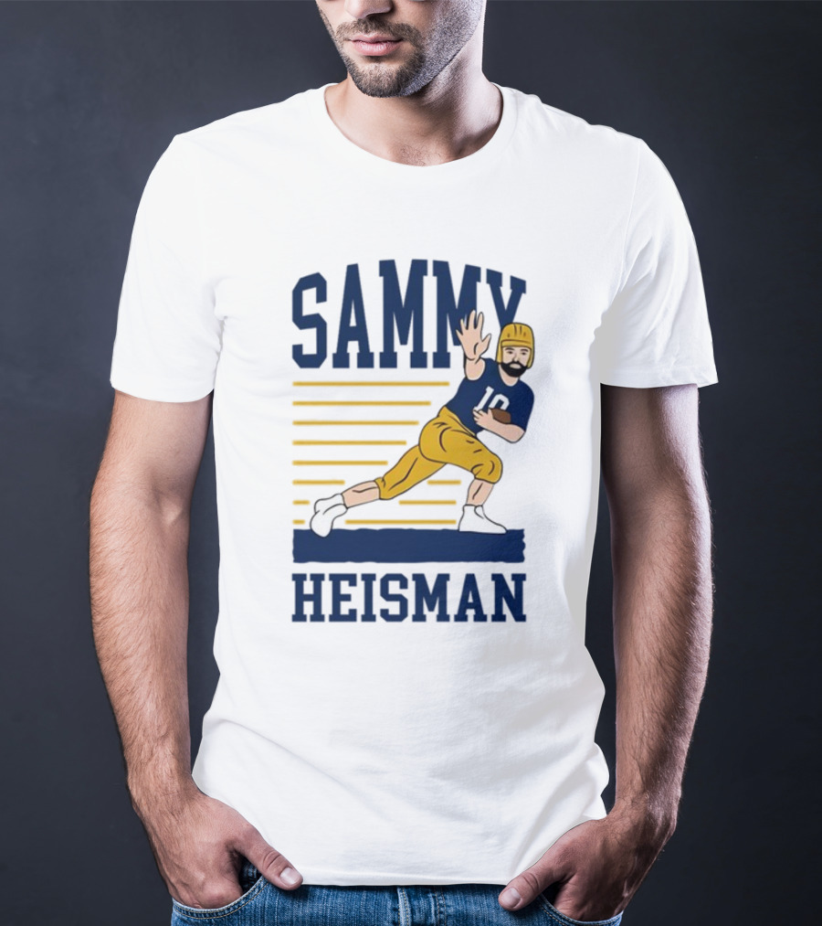 SAMMY HEISMAN 10 Football Pose With Stripes T-Shirt