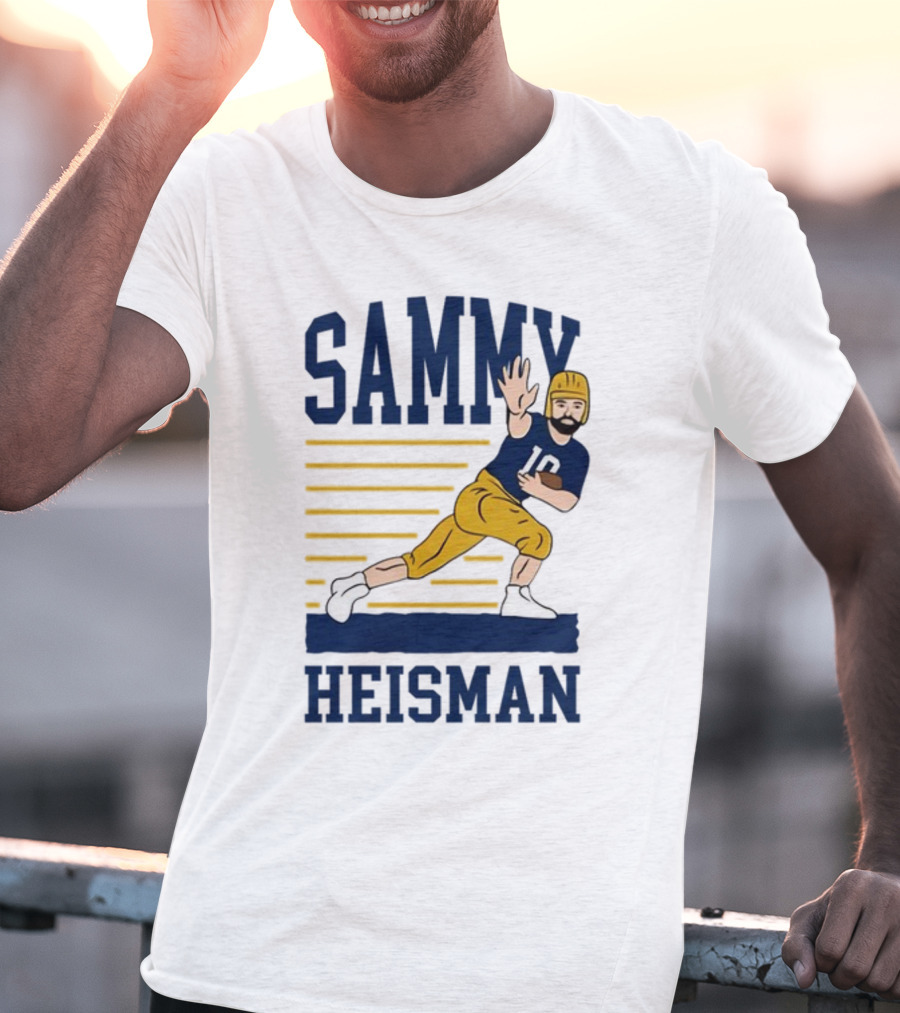 SAMMY HEISMAN 10 Football Pose With Stripes T-Shirt
