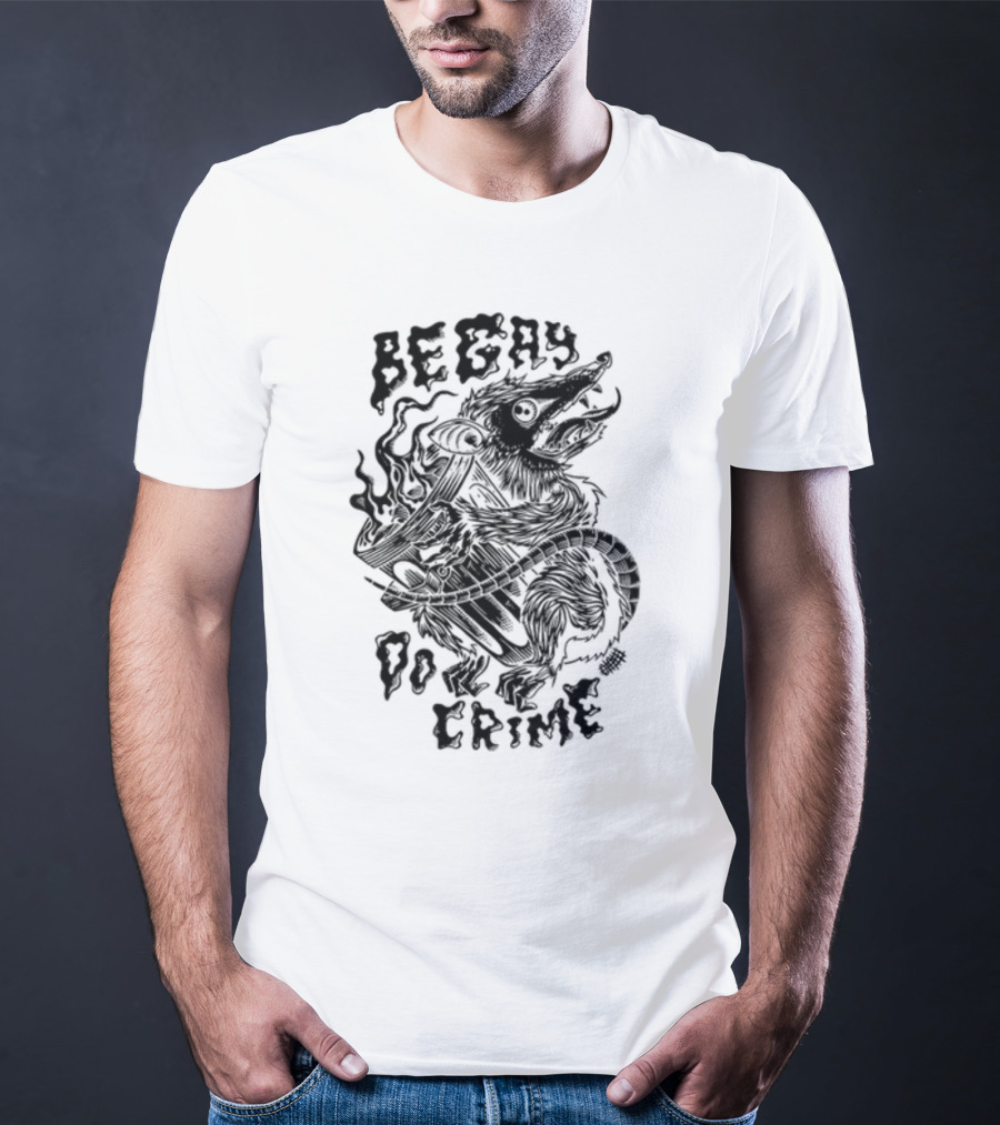 Be Gay Do Crime Rat Illuminated By Flames T-Shirt