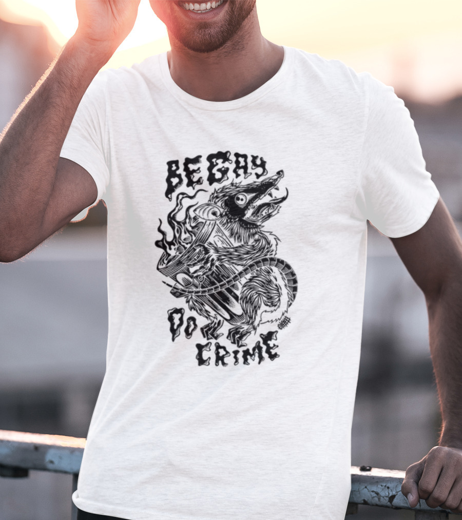 Be Gay Do Crime Rat Illuminated By Flames T-Shirt