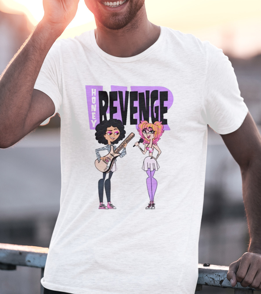 Honey Revenge Characters With Guitar And Microphone Lavender Dust T-Shirt