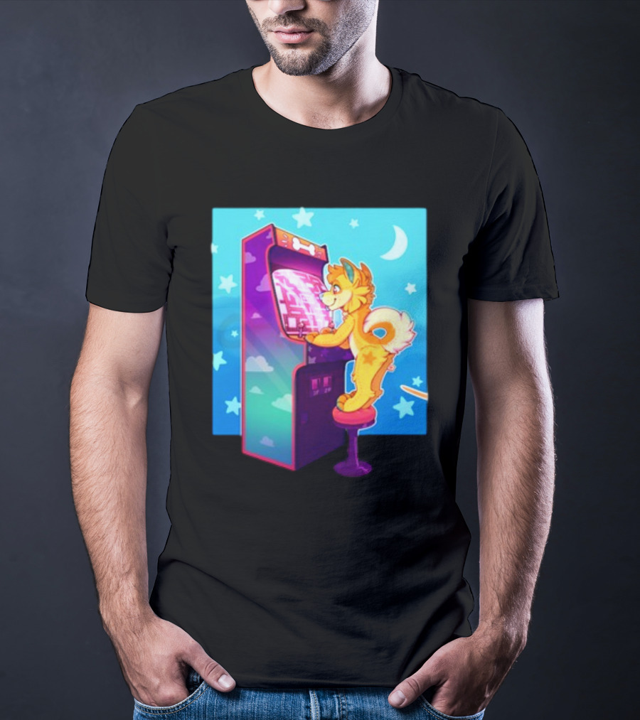 Drackypoof Arcade Pupper Retro Night Gaming T-Shirt