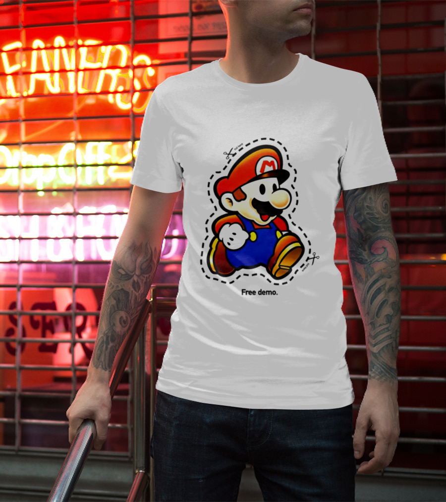 Mario Free Demo Adventure Icon With Cutout Outline T-Shirt