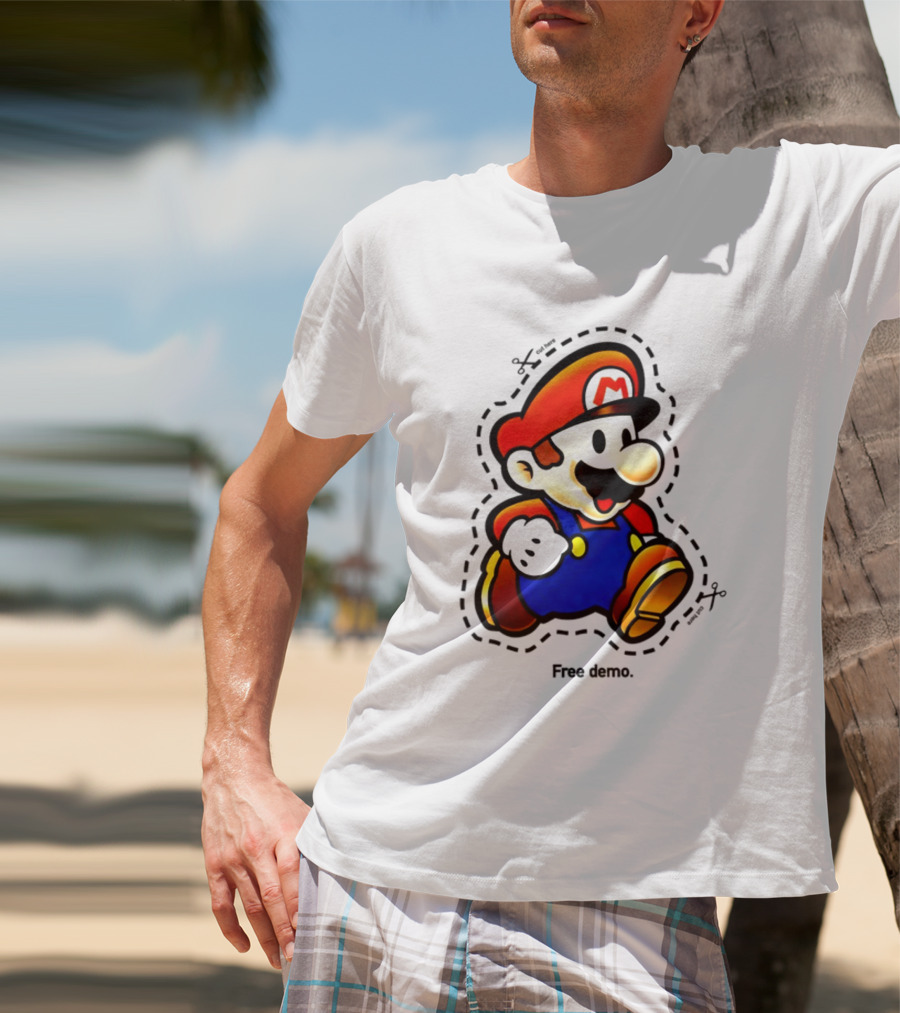 Mario Free Demo Adventure Icon With Cutout Outline T-Shirt