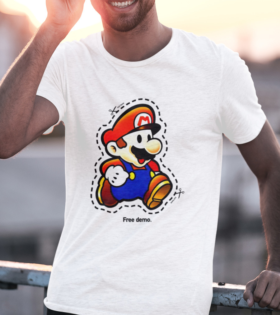 Mario Free Demo Adventure Icon With Cutout Outline T-Shirt