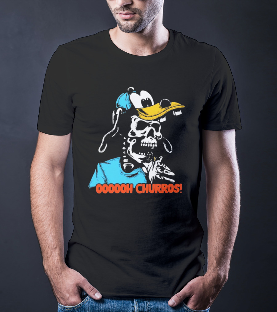 Oooooh Churros Skeleton Dog Character Eating Snack T-Shirt