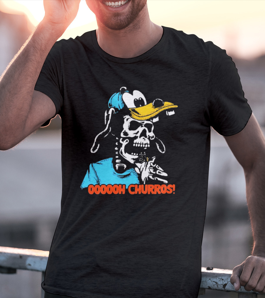 Oooooh Churros Skeleton Dog Character Eating Snack T-Shirt