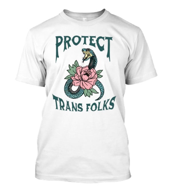 Protect Trans Folks Snake And Flower Transfigureprint T-Shirt