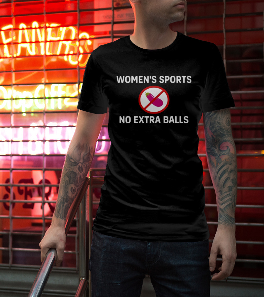 Women's Sports No Extra Balls Eggplant Emoji Prohibition T-Shirt