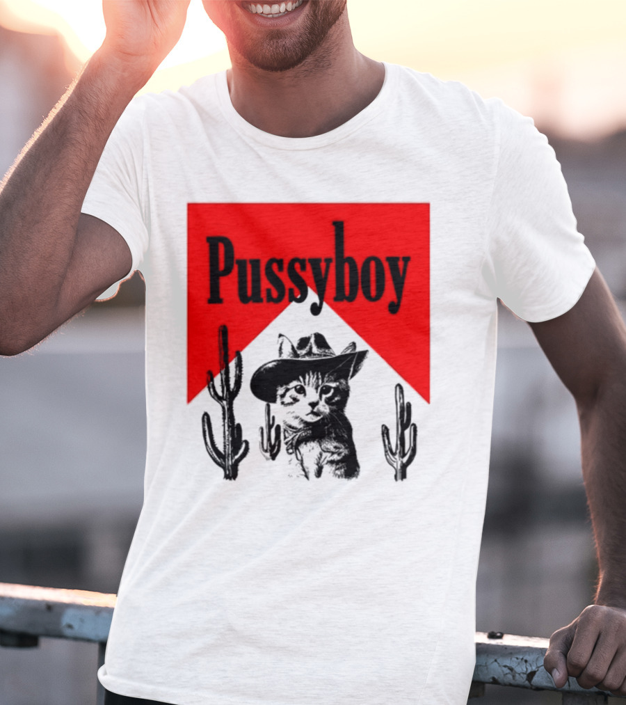 Pussyboy Cat Cactus Cowboy Hat Ezra Miche T-Shirt