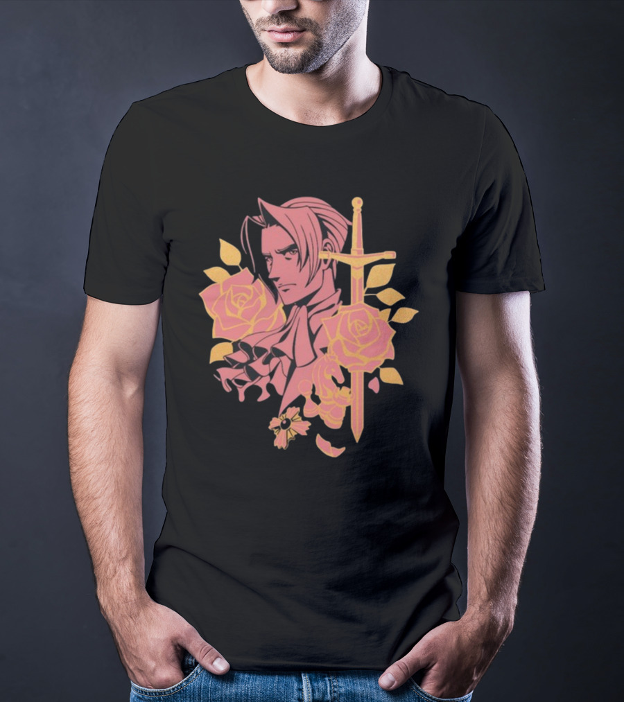 Fangamer King Of Prosecutors Miles Edgeworth Roses Sword Medallion T-Shirt