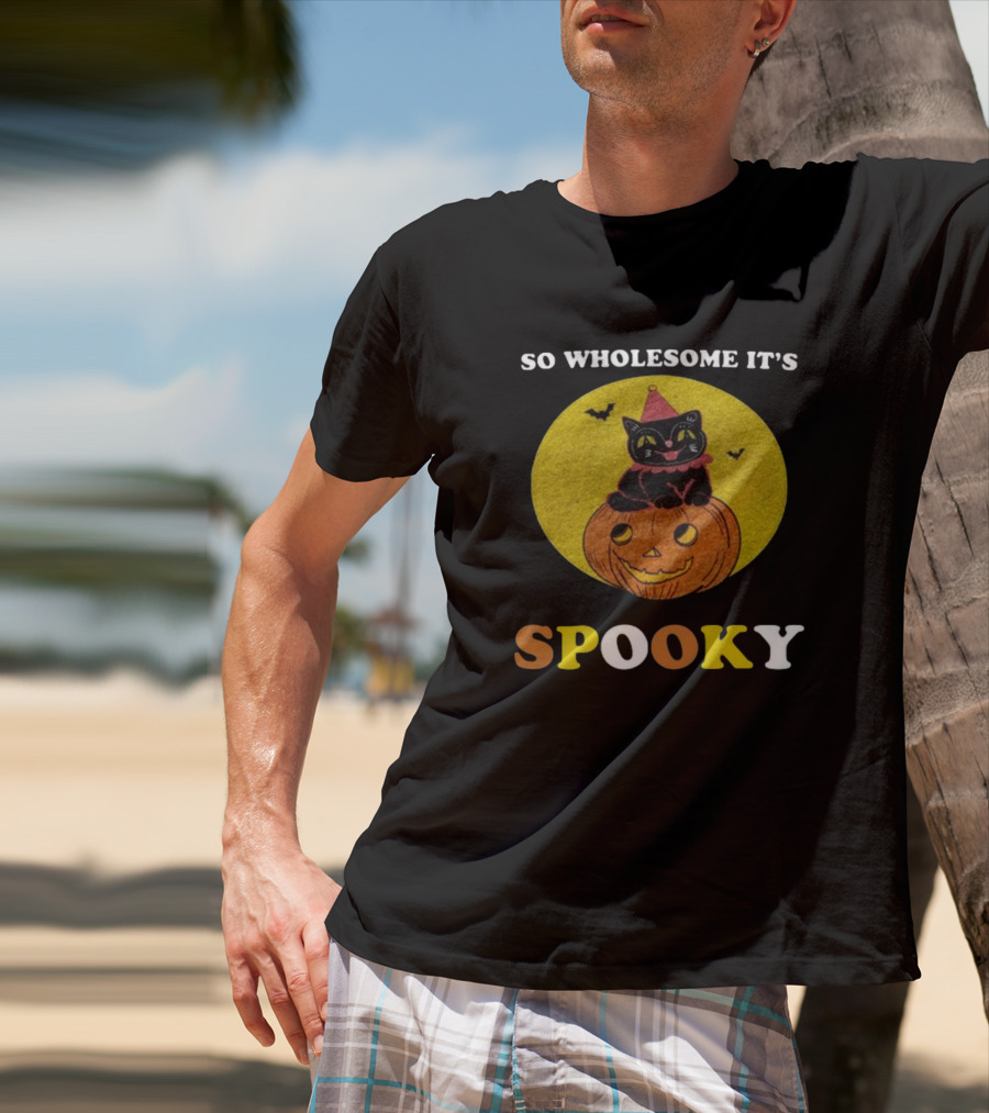 So Wholesome It's Spooky Black Cat Jack-o'-Lantern Halloween T-Shirt