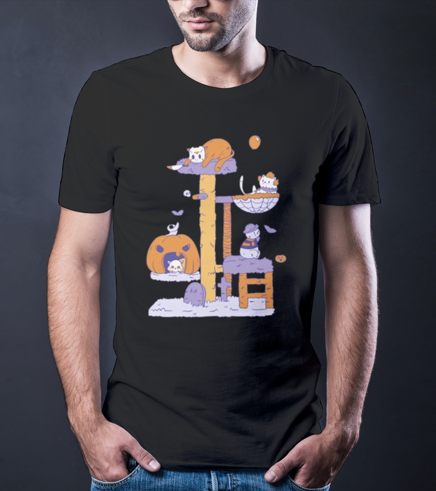 Gotfunny Cat Horror Icons Pumpkin Halloween Playhouse T-Shirt