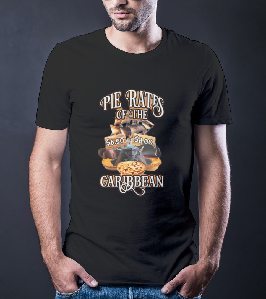 Pie Rates Of The Caribbean $6.50 $8.00 Pirate Hat And Ship Adventure T-Shirt