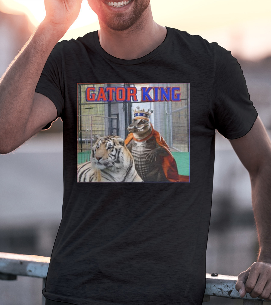 Gator King Crowned Alligator With Tiger T-Shirt