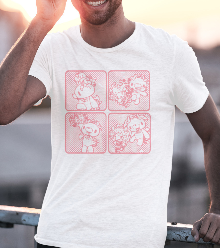 Morichack Ironmouse X GloomyBear Pink Graphic Quadrants T-Shirt