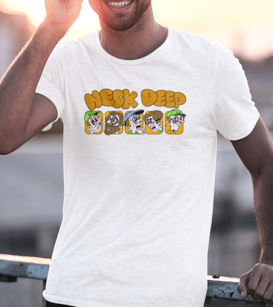 Neck Deep Cartoon Band Character Faces T-Shirt