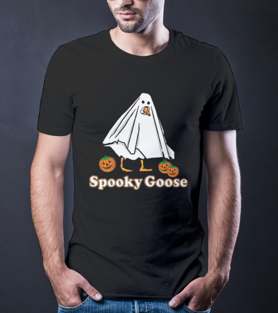 Spooky Goose Ghost Costume With Pumpkins T-Shirt